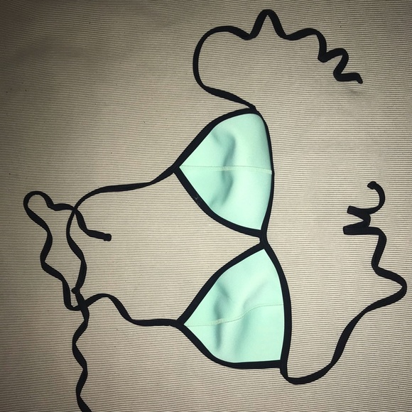 Teal Color block bikini top - Picture 1 of 2